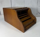 Nice Antique Quarter Sawn Oak Globe Vintage Roll Top Desktop Letter File Cabinet