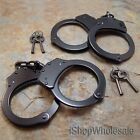 2pc Set Handcuffs Black Steel Double Lock Official Police Hand Cuffs W  4 Keys