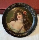 Old Advertising Tip Tray Litho Of  Woman G gottlieb   Co  Tailors 