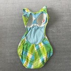 Vintage 60 70 Cole Of California Swimsuit Retro Plaid Green One Piece Open Back
