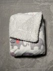 Sl Home Fashions Blanket Gray Pink Elephants Reversible White Sherpa Soft Lovey