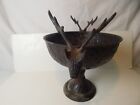 Stag Deer Elk Metal Footed Bowl Planter Decor Antlers Vintage