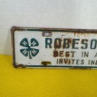 Vintage Robeson County Nc 4-h Embossed Metal License Plate Topper  12x3 25