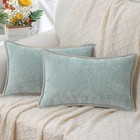  Spring Chenille Soft Cozy Throw Pillow Covers 20  X 12   pack Of 2  Aqua Haze