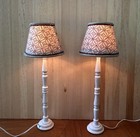 Dollhouse Miniature 1 12 Set Of 2 Brass-white Lighted Floor Lamps W shades Ooak