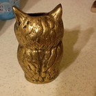 Vintage Brass Owl Figure Vase Holder 4    Tall 