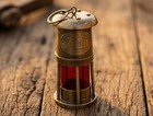 Vintage Brass Miners Lamp Red Glass 1920 British Coal Mining Co Replica Oil Lant