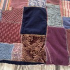 Vintage Crazy Quilt Blanket Throw Approx 64x62 In Corduroy Velour Fabric Read
