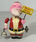 Vintage Wind Up Santa Toy With Box Bell Sign Tin Celluloid Japan Works Video