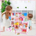  new  Barbie Dreamhouse  4-story 11 Rooms Doll House With 4 Dolls Toy Figures
