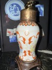 Antique Chinese Famille Rose Porcelain Vase  Lighter With Figures  7    Tall 