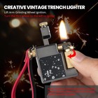 Vintage Trench Lighter Brass Keychain Wick Flint Wheel Refillable Kerosene Flame
