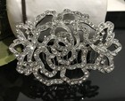 Beautiful Flower Wedding Bridal Crystal Rhinestone Silver Tone Hair Comb 070831