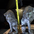 Rare 10  Grand Scale Bronze Clad Lion Bookends Vintage Art Deco Library Pair