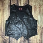 Harley-davidson Black Genuine Leather Vest Zip Front Embroidered Logo Size Large