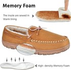 Mens Moccasin Slippers Indoor Outdoor House Slippers Anti-skid Rubber Sole