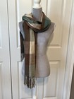 Green Brown Oversized Plaid Blanket Wrap Pashmina Scarf Winter Fall 76    X 25   