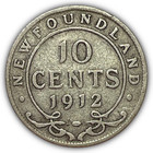 1912 Newfoundland 10 Cent Fine F Coin  28325