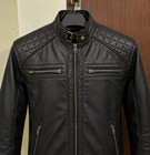 Men s Caf   Racer Genuine Lambskin Leather Biker Motorcycle Jacket Black Brown
