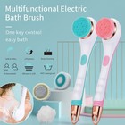 Electric Silicone Shower Bath Brush Long Handle Back Cleaning Body Brush