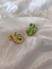 Trifari-inspired Vintage Pear-shaped Cat s Eye Earrings