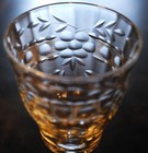 Vtg Set 5 Morgantown Optic Wine cordial Glasses Cut Floral W Cut Stem   Foot