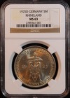 1925-d Germany  rhineland  Silver 5 Marks - Ngc Ms63 -sweet Light Golden Toning 