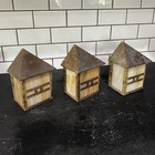 Three 3 Antique Indoor outdoor Stained Glass Sconces Fixtures Rewired 66h