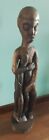 Vintage African Handmade 33 1 2   Carved Wood Statue Man   Child Tribal