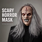Customs Paid By Seller   Creepy Witch Ghost Mask Long Gray Hair Halloween Horror