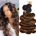 Unice Cambodian Ombre Brown Body Wave Bundles Human Hair Weave With Lace Closure