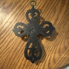 Shaby Chic Decorative Cast Iron Wall Cross Featuring A Fleur-de-lis