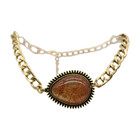 Women Gold Metal Boot Chain Links 2 Bracelets Shoe Anklet Brown Water Drop Charm