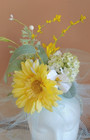 Handmade Tulle Fascinator Hat Yellow White Aqua Kentucky Derby Tea Party Wedding