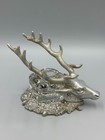 Antique Victorian Cast Metal Stag Deer Head Inkwell   Pen Rack Black Forest