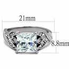 Big 8x8mm Princess Cut Cz Womens Tk316 Stainless Steel Wedding Anniversary Ring