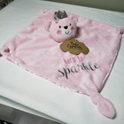 Plush Pink Princess Teddy Lovey Baby Security Blanket 12x11 Satin
