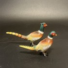 2 Vtg Ceramic Ring Neck Pheasant Figurines Birds Hand Painted Japan Farmhouse 5 