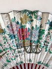 Large Chinese Chinoiserie Silver Leaf Hand Painted Wall Fan 60   x 30   