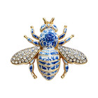 Blue Crystal Bee Brooch Pin Retro Gold Rhinestone Insect Statement Jewelry Gift