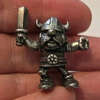 Vintage Small 1 1 2  Tinn-per Norway  Viking Figuring With Sword And Fist Pewter