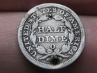 1858 O Seated Liberty Half Dime- New Orleans  Vg fine Details  Die Break