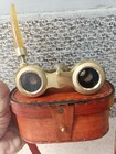 Antique Brass Opera Glasses With Mother Of Pearl Handle  Vintage Theater Binocul