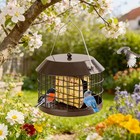 Gbekery Caged Suet Bird Feeder For Outdoors Hanging  Squirrel Proof Double Suet