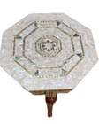 Handmade Wooden End Table Carving Wood Table Home Decor Mother Of Pearl Inlay