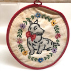 Pair Vintage Scottie Pot Holders And Hanging Wall Holder 1940s 