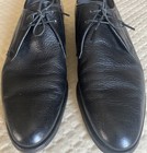 Nettleton Vtg Black Pebble Grain Leather Plain Toe Derby Oxford Shoes Mens 9