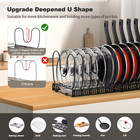 Pot   Pan Organizer Rack For Cabinet Expandable Pot Lid Organizer Holder  Black