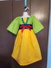 Disney Mulan Green yellow Cotton Dress ankle Gown 3m-4t Vacation birthday