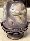 Fenton Glass Violet Purple Atlantis Koi Fish Fairy Lamp Hand Painted By C  Curry